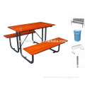 Wooden picnic table street bench metal street furniture